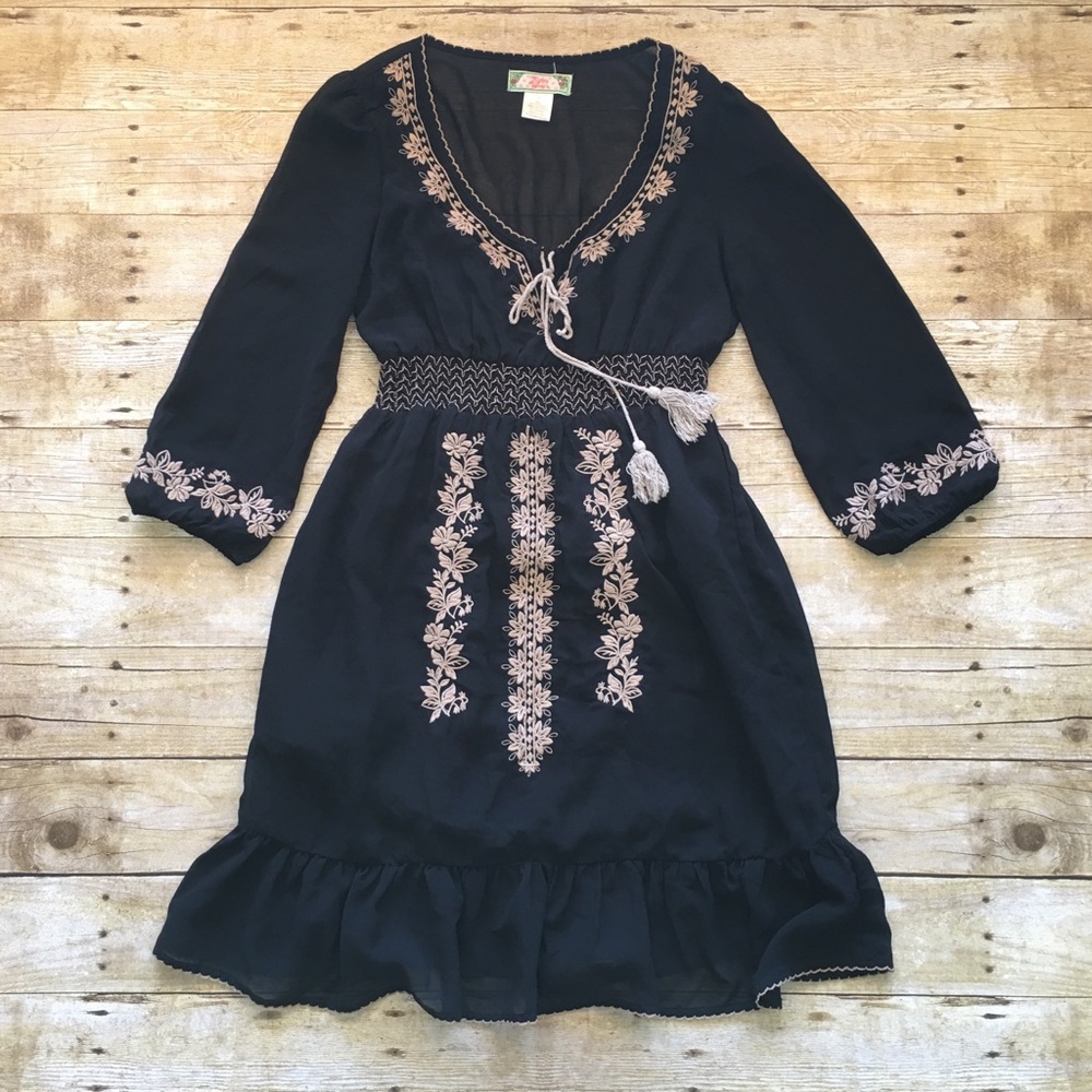 Flying Tomato Embroidered Dress with Tassel Small